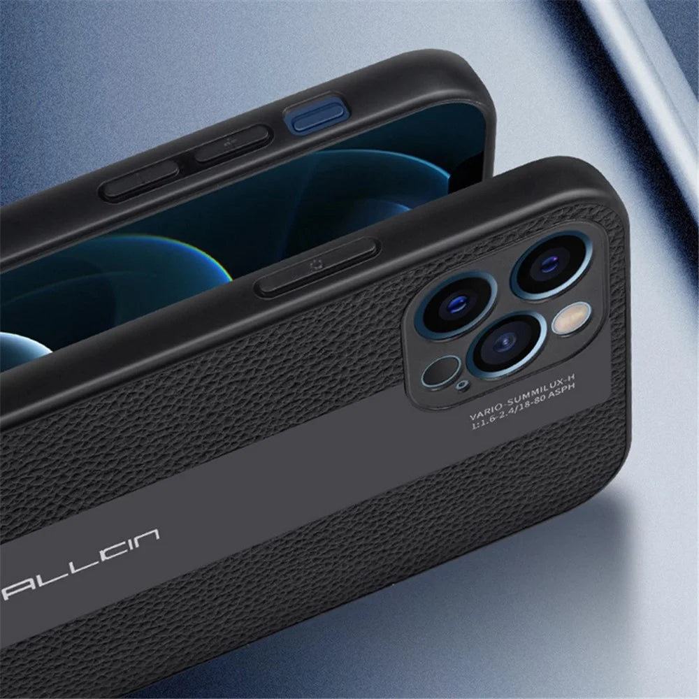 For iPhone 14 Pro 6.1 inch Genuine Leather+TPU Anti-scratch Phone Case Phone Back Cover - Black - 4
