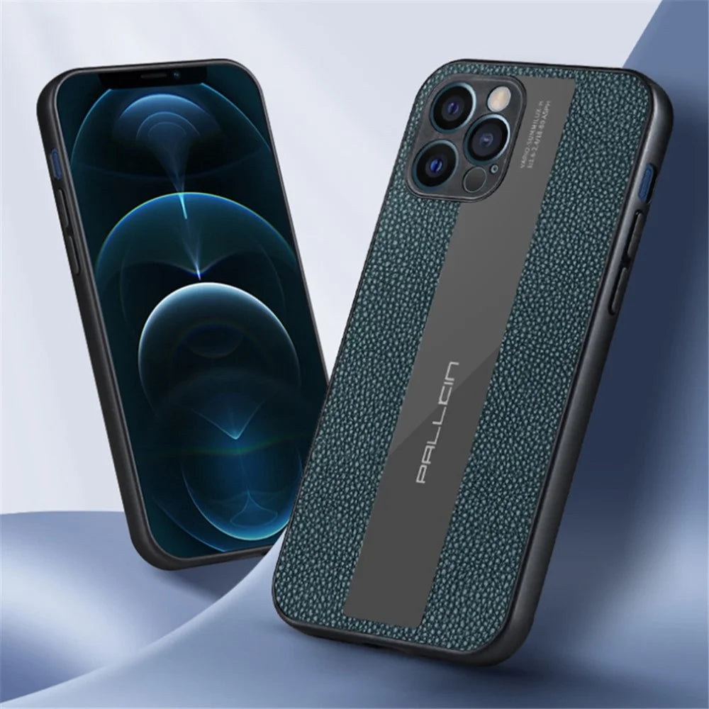 For iPhone 14 Pro Max 6.7 inch Cell Phone Case Litchi Anti-fingerprint Soft Genuine Leather+TPU Back Cover - Green - 2