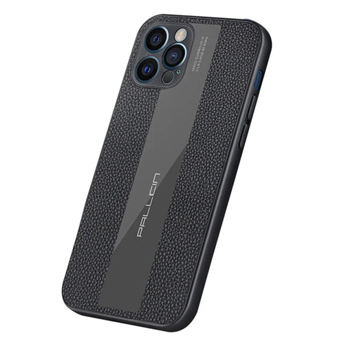 For iPhone 14 Plus Protective Case Anti-scratch Phone Cover Genuine Leather+TPU Phone Case - Black - 1