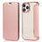 For iPhone 14 Plus Card Slot Electroplating Case PU Leather Clear TPU Back Full Protection Stand Case - Rose Gold - 1