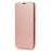For iPhone 14 6.1 inch PU Leather Flip Case Transparent TPU Back Stand Function Electroplating Cover with Card Holder - Rose Gold - 6