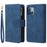 For iPhone 14 Plus Zipper Pocket Card Slots Design PU Leather Phone Cover Wallet Stand Drop-proof Case - Blue - 1