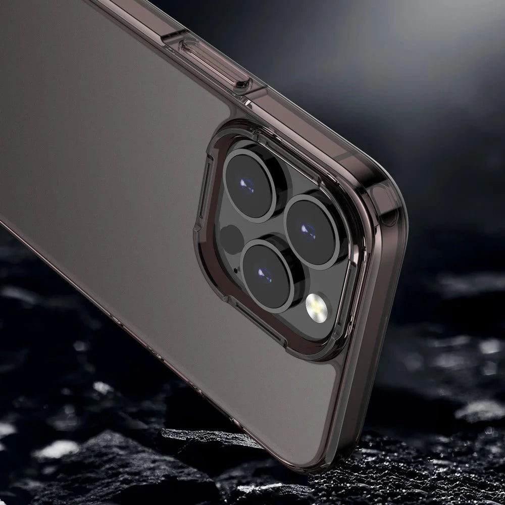 For iPhone 14 6.1 inch Anti-Scratch Slim Case PC+TPU Hybrid Matte Translucent Shell Shockproof Phone Cover - Transparent - 7