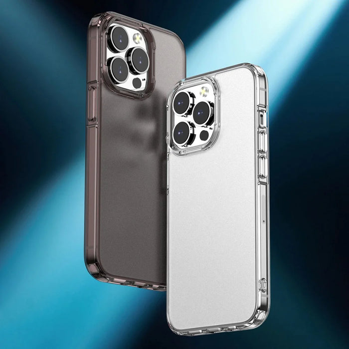 For iPhone 14 Plus Anti-Fall Phone Case PC+TPU Hybrid Matte Translucent Shell Shockproof Phone Cover - Transparent - 2