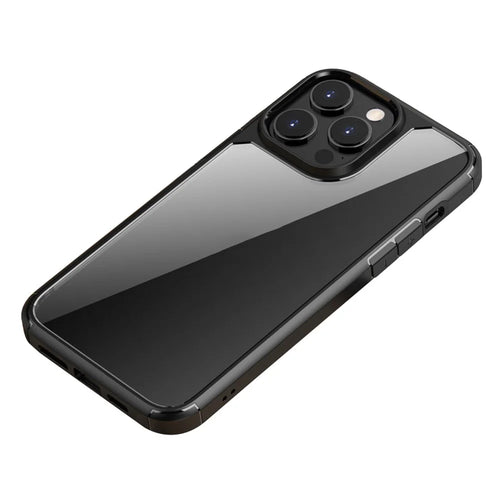 For iPhone 14 6.1 inch Shockproof Anti-scratch Mobile Phone Case PC+TPU Hybrid Back Cover - Black - 1