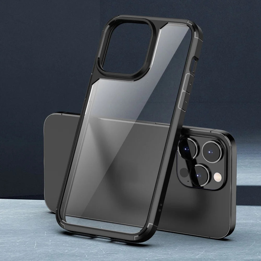 For iPhone 14 6.1 inch Shockproof Anti-scratch Mobile Phone Case PC+TPU Hybrid Back Cover - Black - 6