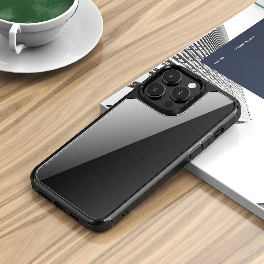 For iPhone 14 Plus Wear-resistant Light Slim Cell Phone Case PC+TPU Hybrid Back Cover - Black - 2