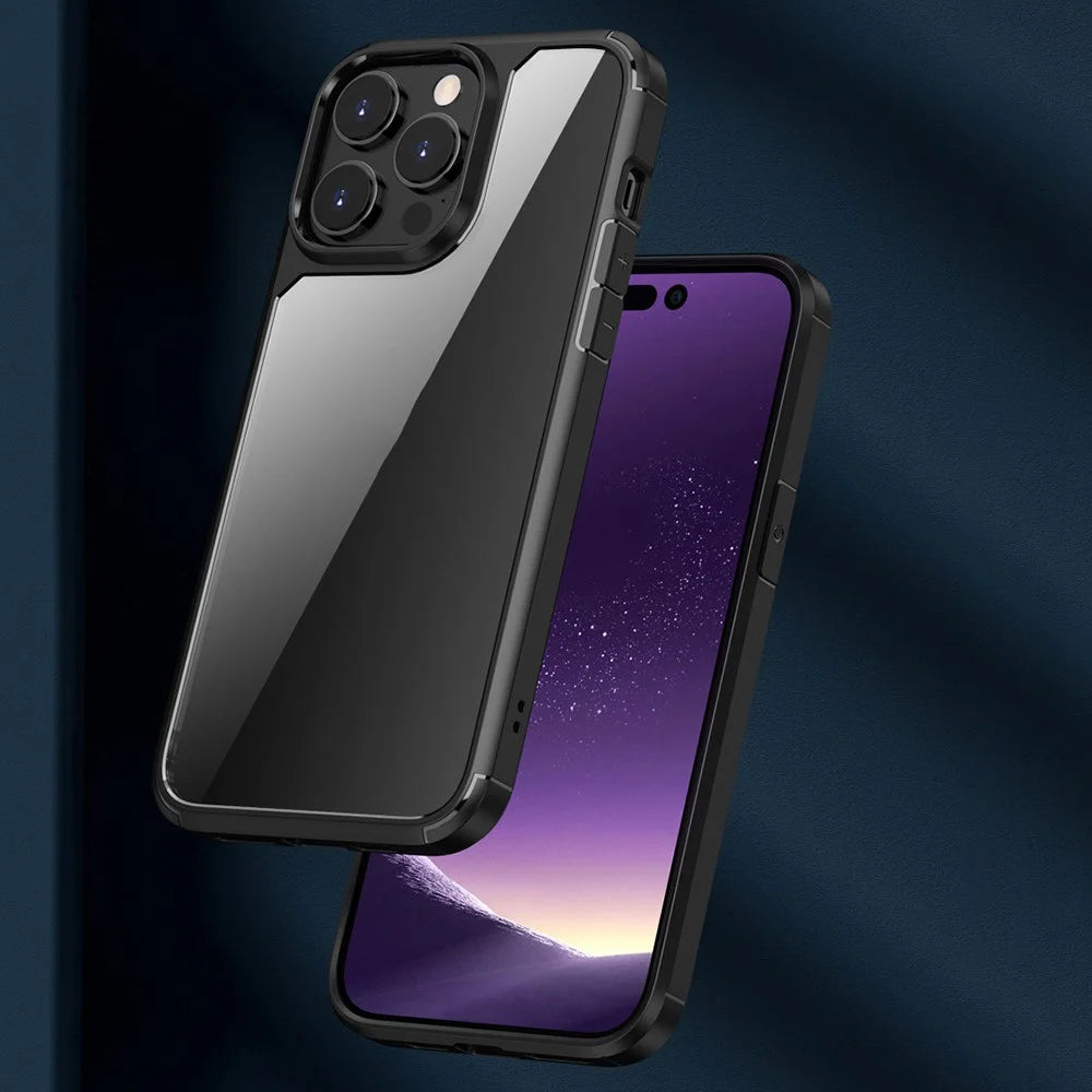 For iPhone 14 Plus Wear-resistant Light Slim Cell Phone Case PC+TPU Hybrid Back Cover - Black - 3