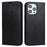 For iPhone 14 Pro 6.1 inch Genuine Leather Wallet Folio Case Crazy Horse Texture Magnetic Absorption Stand Cover - Black - 1