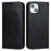 For iPhone 14 Plus Crazy Horse Texture Genuine Leather Wallet Case Stand Magnetic Auto-absorbed Folio Cover - Black - 1