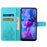 For iPhone 14 6.1 inch PU Leather Case Wallet Stand Function Tiger Head Imprinted Flip Cover with Wrist Strap - Baby Blue - 2