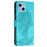 For iPhone 14 6.1 inch PU Leather Case Wallet Stand Function Tiger Head Imprinted Flip Cover with Wrist Strap - Baby Blue - 7