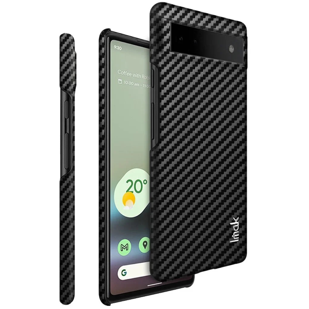 IMAK Ruiyi Series Carbon Fiber Texture Case for Google Pixel 6a, PU Leather Coated PC Anti-drop Phone Back Cover - 1