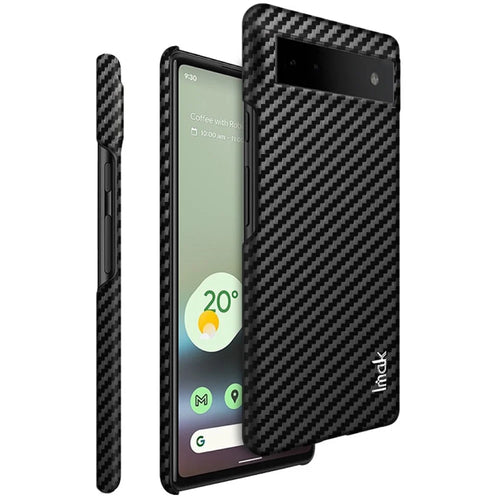IMAK Ruiyi Series Carbon Fiber Texture Case for Google Pixel 6a, PU Leather Coated PC Anti-drop Phone Back Cover - 1