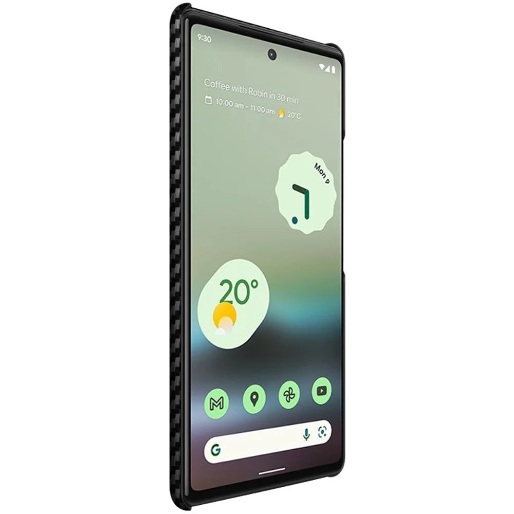 IMAK Ruiyi Series Carbon Fiber Texture Case for Google Pixel 6a, PU Leather Coated PC Anti-drop Phone Back Cover - 3