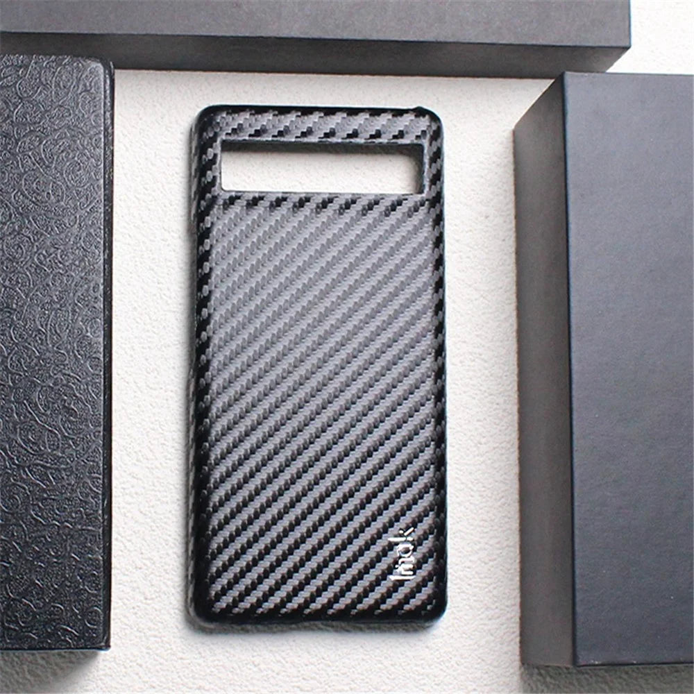 IMAK Ruiyi Series Carbon Fiber Texture Case for Google Pixel 6a, PU Leather Coated PC Anti-drop Phone Back Cover - 5