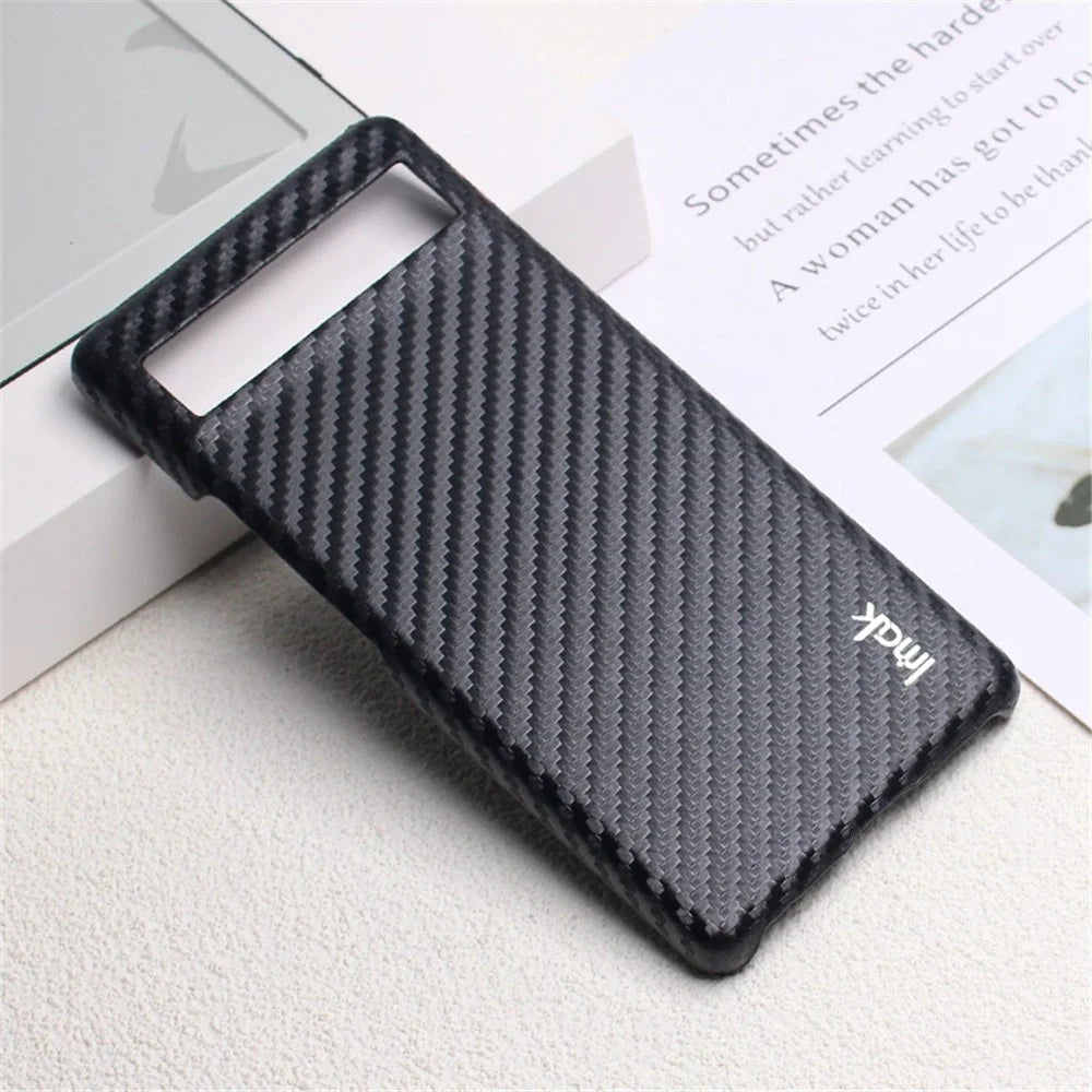 IMAK Ruiyi Series Carbon Fiber Texture Case for Google Pixel 6a, PU Leather Coated PC Anti-drop Phone Back Cover - 6