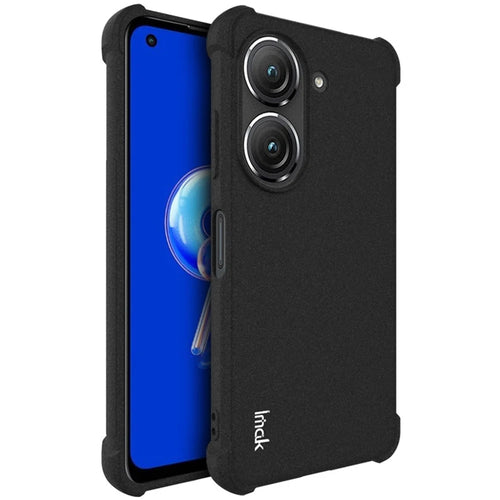IMAK For Asus Zenfone 9 5G Anti-fingerprint Matte Phone Case Shockproof Airbag TPU Back Cover - Black - 1
