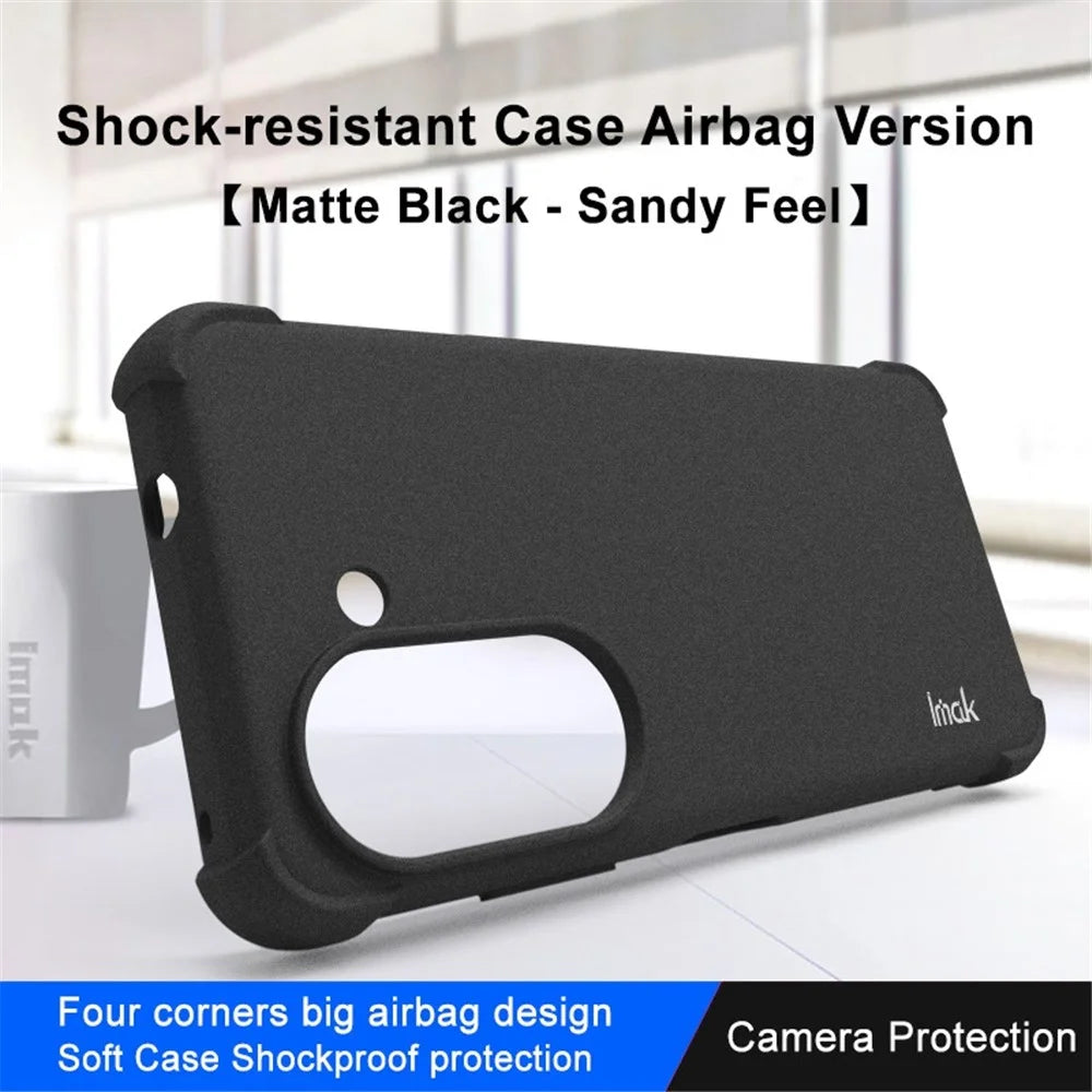 IMAK For Asus Zenfone 9 5G Anti-fingerprint Matte Phone Case Shockproof Airbag TPU Back Cover - Black - 3