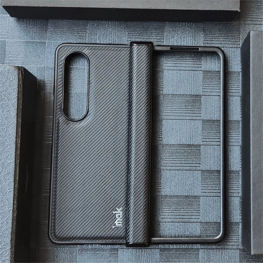 IMAK Ruiyi Series for Samsung Galaxy Z Fold4 5G Leather Coated PC Case Anti-scratch Carbon Fiber Texture Phone Shell - 4