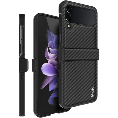 IMAK Ruiyi Series for Samsung Galaxy Z Flip4 5G Carbon Fiber Texture Leather Coated PC Case Drop-proof Phone Cover - 1