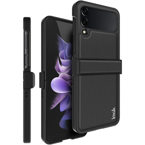 IMAK Ruiyi Series for Samsung Galaxy Z Flip4 5G Carbon Fiber Texture Leather Coated PC Case Drop-proof Phone Cover - 1