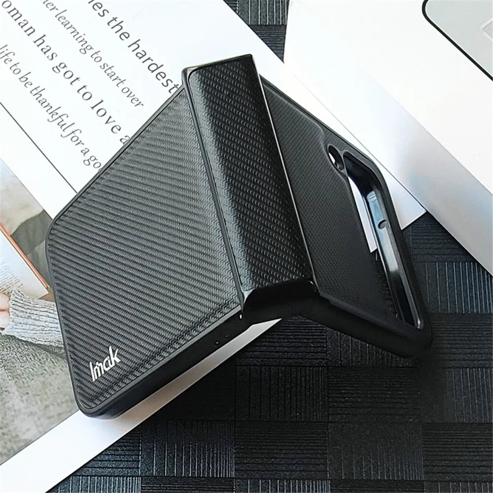 IMAK Ruiyi Series for Samsung Galaxy Z Flip4 5G Carbon Fiber Texture Leather Coated PC Case Drop-proof Phone Cover - 5