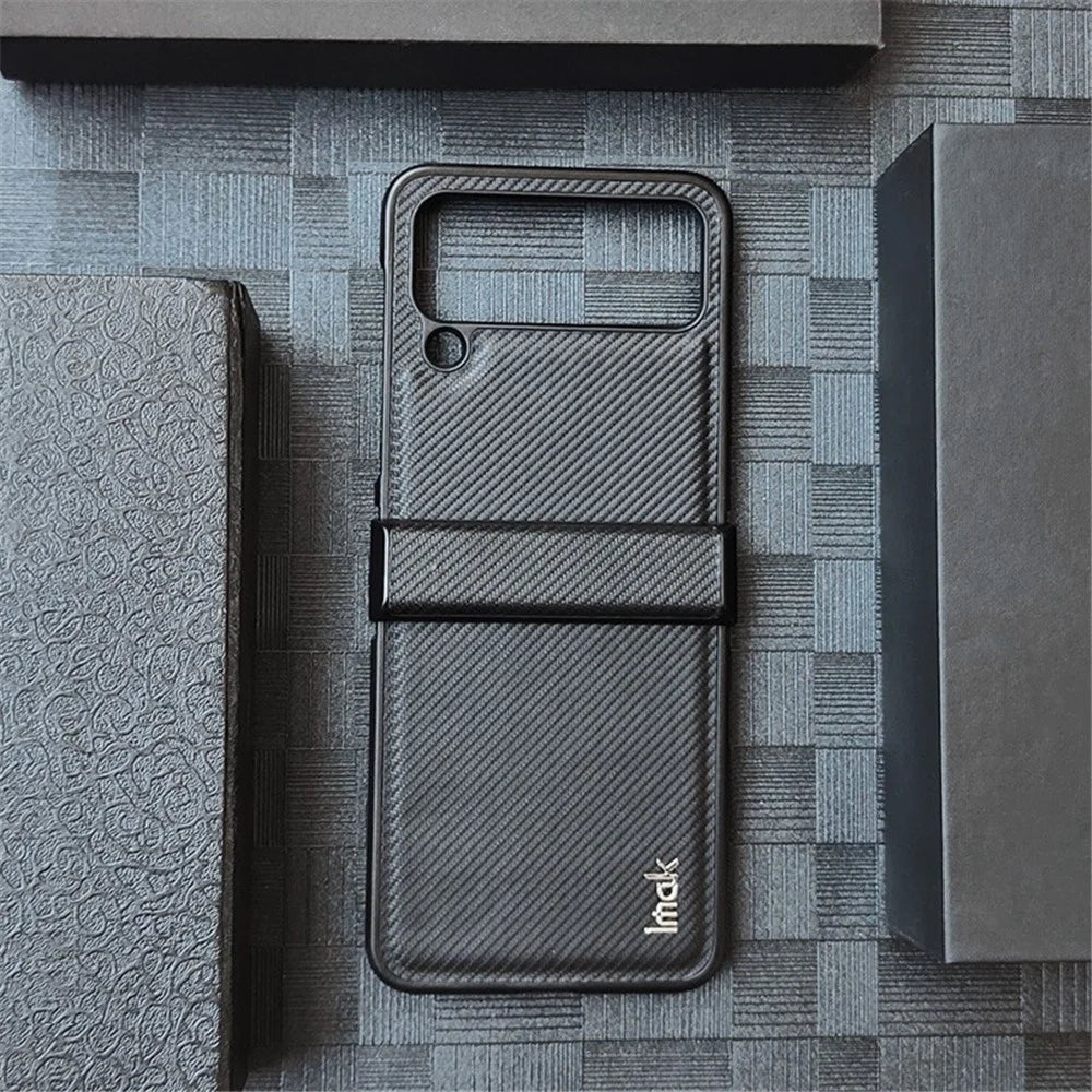 IMAK Ruiyi Series for Samsung Galaxy Z Flip4 5G Carbon Fiber Texture Leather Coated PC Case Drop-proof Phone Cover - 6