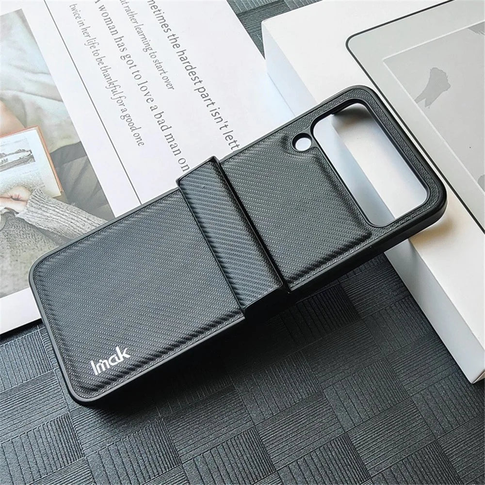 IMAK Ruiyi Series for Samsung Galaxy Z Flip4 5G Carbon Fiber Texture Leather Coated PC Case Drop-proof Phone Cover - 7