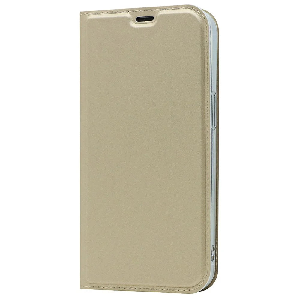 For iPhone 14 Pro 6.1 inch PU Leather Card Holder Case Magnetic Adsorption Phone Stand Cover Shell - Gold - 7