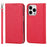 For iPhone 14 Pro Max 6.7 inch Wear-resistant PU Leather Silk Texture Wallet Phone Case Stand Protector with Wrist Strap - Red - 1