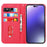 For iPhone 14 Pro Max 6.7 inch Wear-resistant PU Leather Silk Texture Wallet Phone Case Stand Protector with Wrist Strap - Red - 2