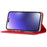 For iPhone 14 Pro Max 6.7 inch Wear-resistant PU Leather Silk Texture Wallet Phone Case Stand Protector with Wrist Strap - Red - 3