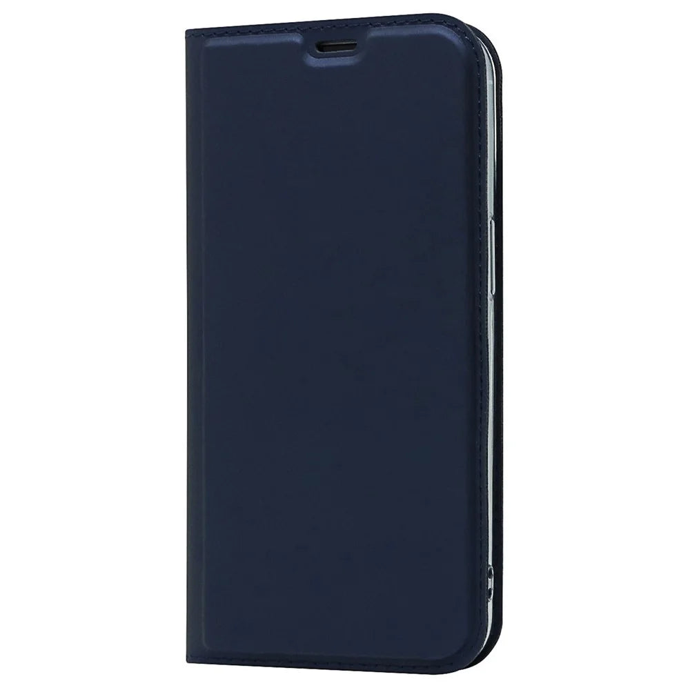 For iPhone 14 Plus Anti-wear Flip PU Leather Card Holder Case Stand Design Magnetic Adsorption Phone Cover - Blue - 7