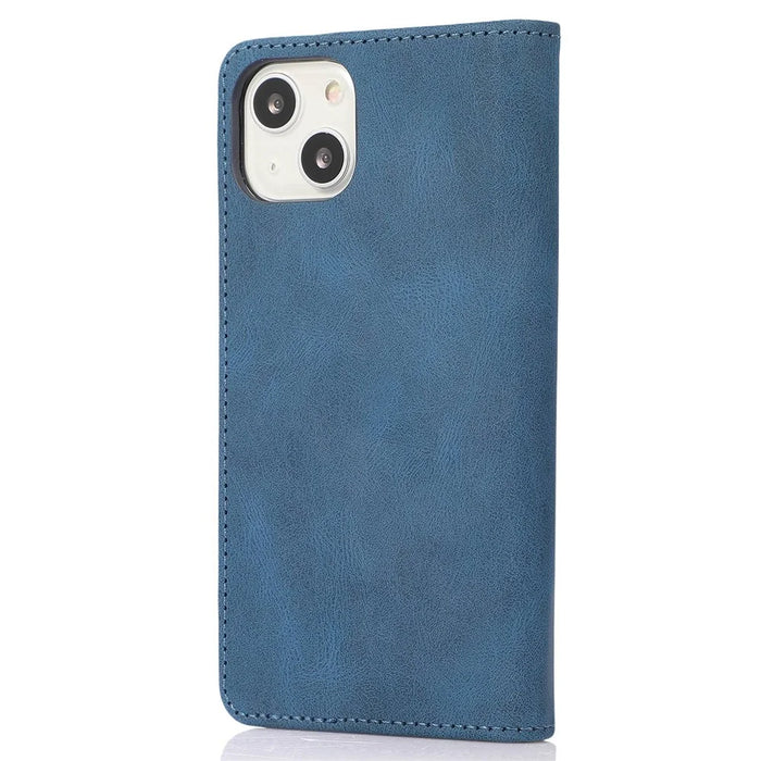 For iPhone 14 Plus Anti-Drop Phone Case Magnetic Closure PU Leather Cover Scratch Resistant Wallet Stand Shell - Blue - 7