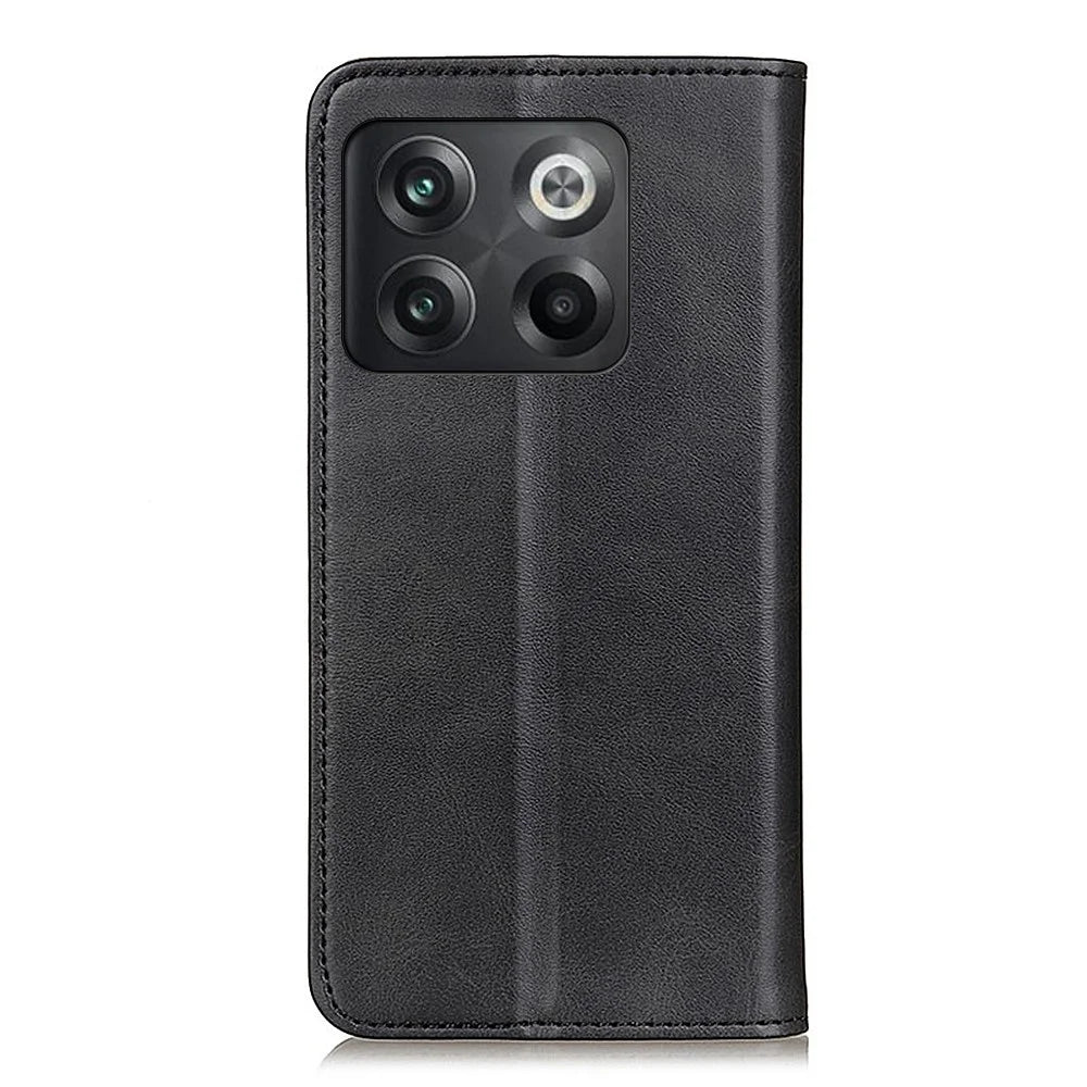 For OnePlus 10T 5G / Ace Pro 5G Split Leather Folio Flip Cover Folding Stand Magnetic Absorption Wallet Case - Black - 7