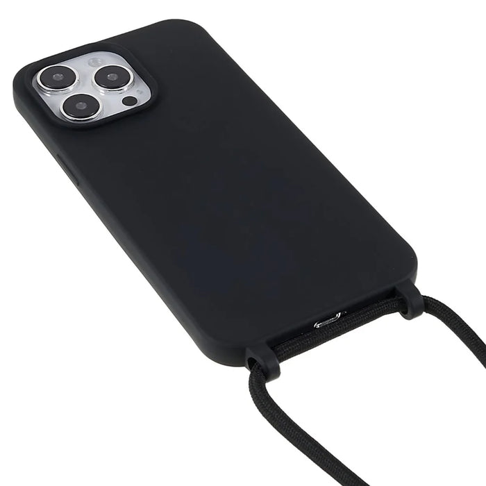 For iPhone 14 Pro 6.1 inch Integrated TPU Phone Case Anti-scratch Back Cover with Adjustable Lanyard - Black - 3