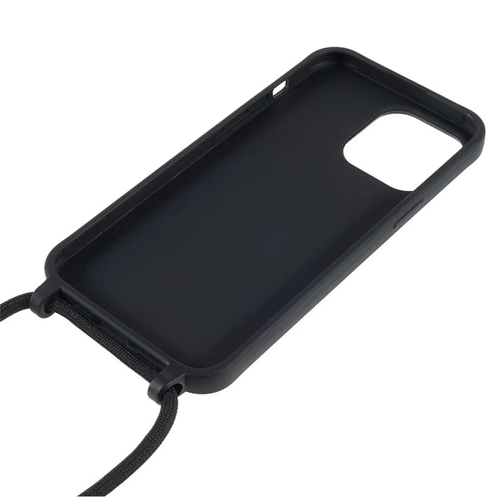 For iPhone 14 Pro 6.1 inch Integrated TPU Phone Case Anti-scratch Back Cover with Adjustable Lanyard - Black - 6