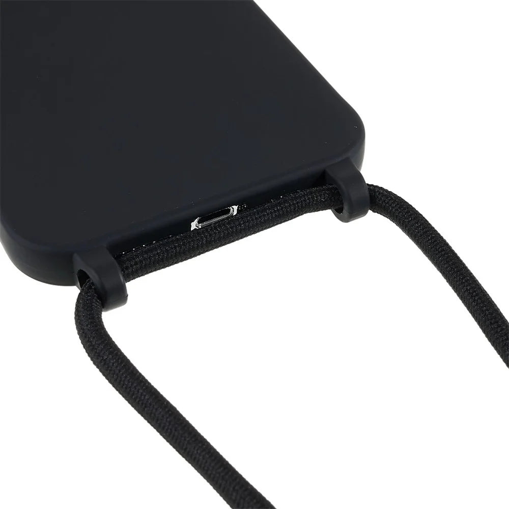 For iPhone 14 Pro Max 6.7 inch Integrated TPU Case Drop-proof Back Cover with Adjustable Lanyard - Black - 4