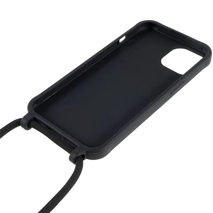 For iPhone 14 6.1 inch Integrated Soft TPU Case Drop-proof Protective Cover with Lanyard - Black - 6