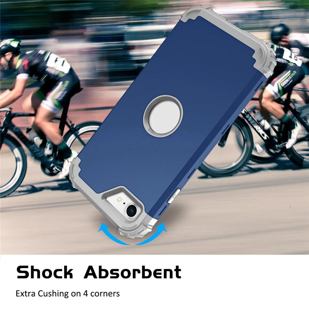 For iPhone 7 / 8 / SE (2020) / SE (2022) 3-in-1 Mobile Phone Case Fall Proof Silicone + PC Thickened Corner Hybrid Cover - Navy Blue - 4