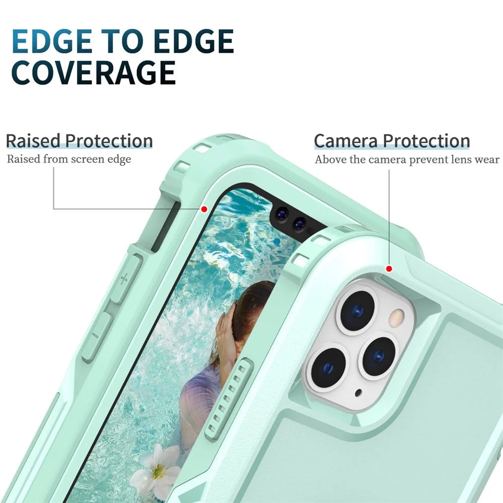 For iPhone 12 / 12 Pro 6.1 inch 3-in-1 Shockproof Ring Holder Phone Case Kickstand Anti-fall Phone Protective Back Cover - Green - 4