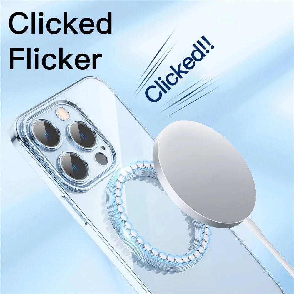 For iPhone 14 Plus Magnetic Charging TPU Phone Back Cover Ultra-Thin Phone Case with Lens Film - Green - 5