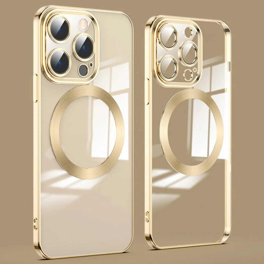 Ultra Slim Phone Case for iPhone 14 Pro 6.1 inch TPU Phone Back Cover Compatible with MagSafe - Gold - 1