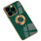 Anti-fall Phone Case Kickstand For iPhone 14 Pro Max 6.7 inch, Ring Holder 9D Electroplating Precise Cutout Ultra Slim Phone Back Cover - Dark Green - 1