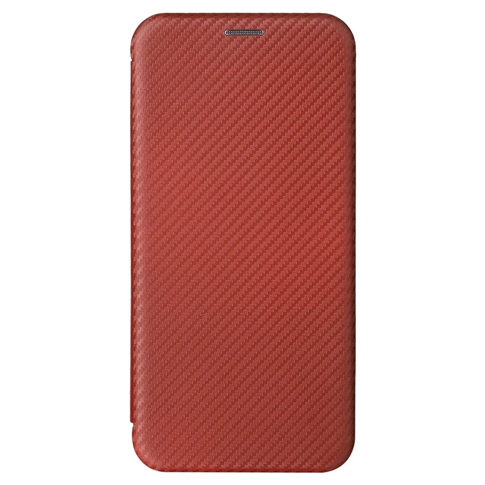 For Nothing phone (1) 5G Carbon Fiber Texture Mobile Phone Case Magnetic Auto-absorbed PU Leather Stand Cover with Card Holder - Brown - 7
