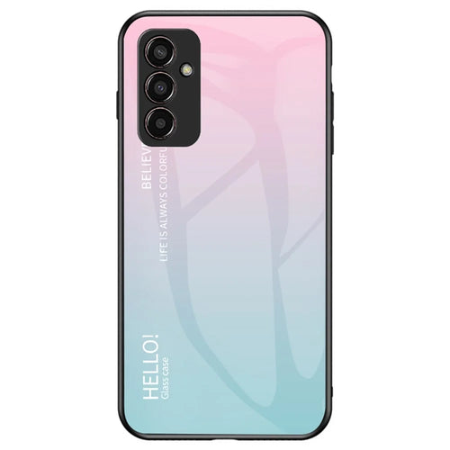 Phone Case for Samsung Galaxy M13 4G, Anti-Drop Gradient Color  Shell Tempered Glass + PC + TPU Phone Protector - Pink / Blue - 1