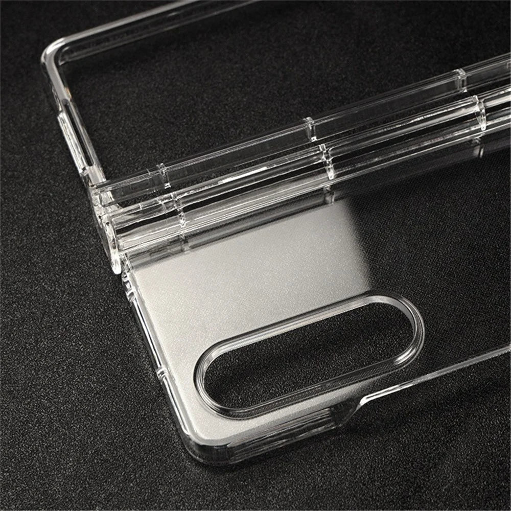 For Samsung Galaxy Z Fold4 5G Transparent Folding Phone Case Wear-resistant Anti-fall Cover with Pen Holder - 3