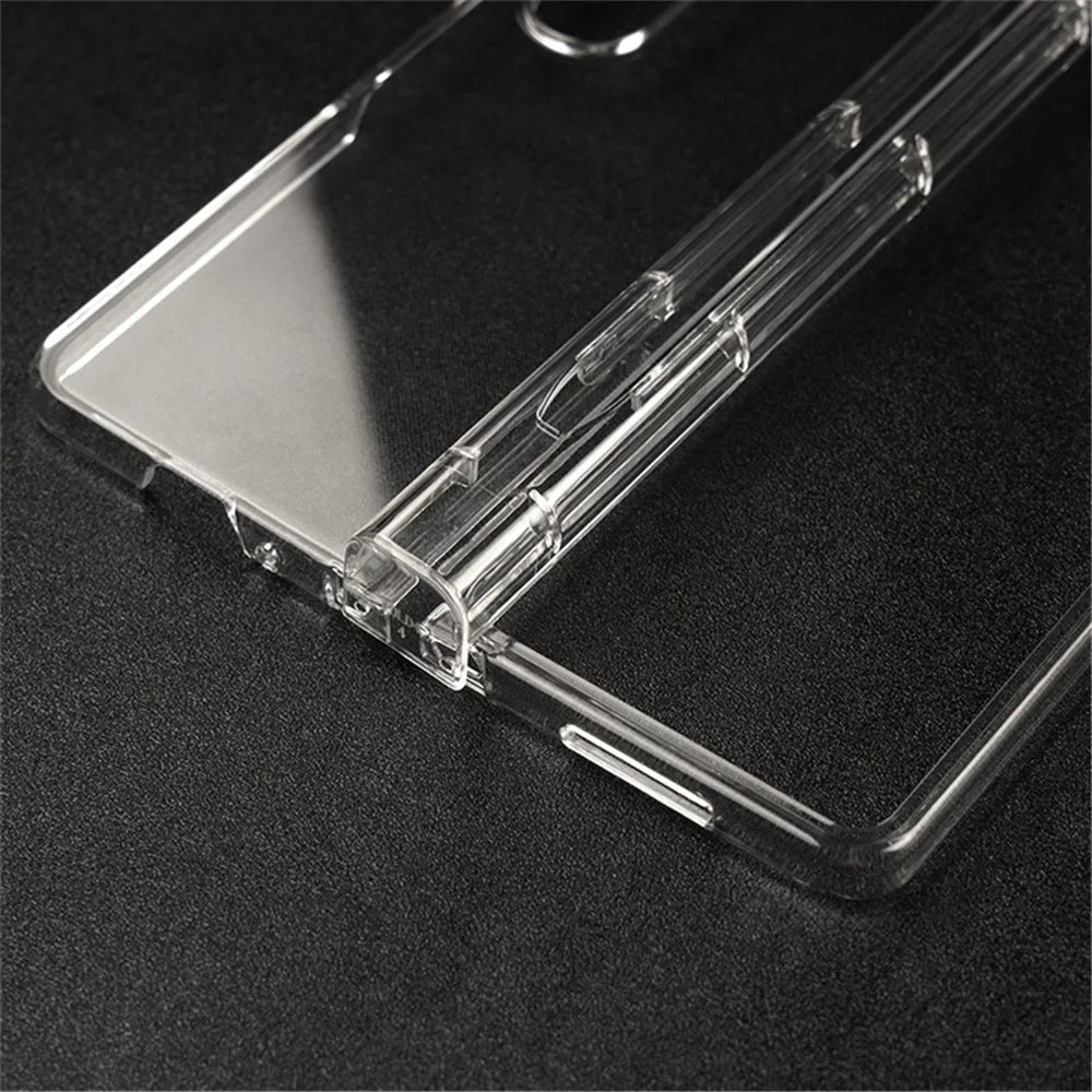 For Samsung Galaxy Z Fold4 5G Transparent Folding Phone Case Wear-resistant Anti-fall Cover with Pen Holder - 4