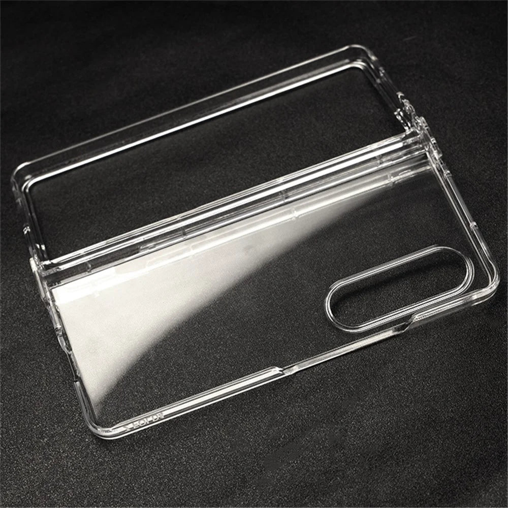 For Samsung Galaxy Z Fold4 5G Transparent Folding Phone Case Wear-resistant Anti-fall Cover with Pen Holder - 5
